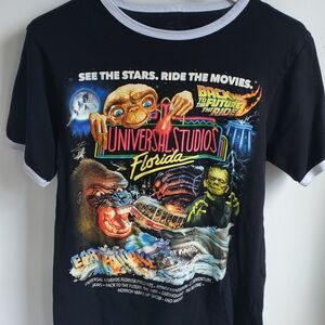 Retro Universal Ride the Movies Ringer Graphic T-Shirt Size XS